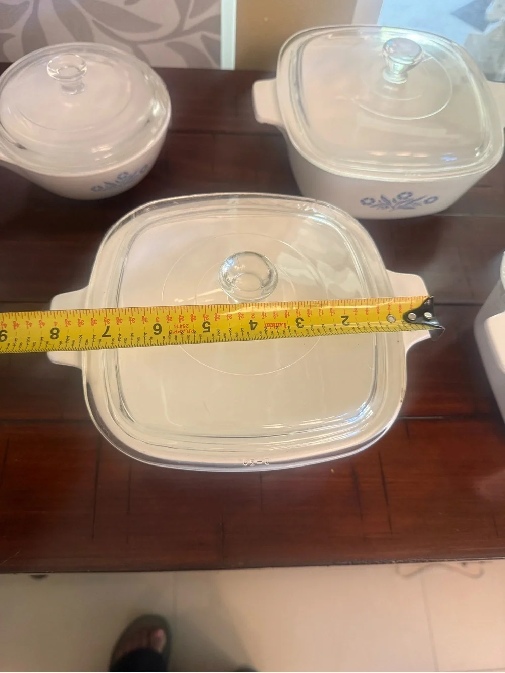 Vintage Corning Ware Blue Cornflower 5 Pc Cookware Set w/ Glass Lids USA